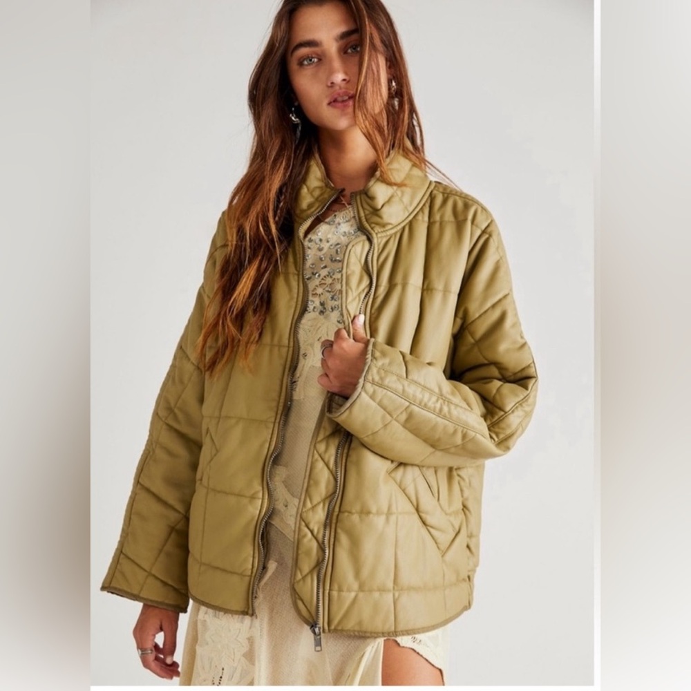 Free People Olive Leather Jacket